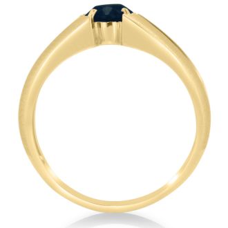 1 1/2ct Oval Created Sapphire and Diamond Men's Ring Crafted In Solid Yellow Gold
