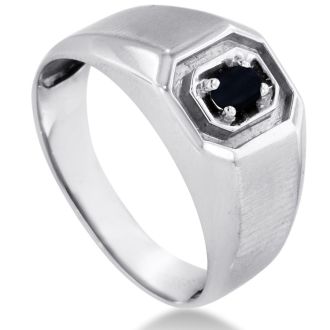 Oval Black Onyx Men's Ring Crafted In Solid White Gold