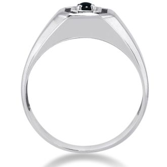Oval Black Onyx Men's Ring Crafted In Solid White Gold