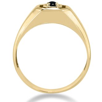 Oval Black Onyx Men's Ring Crafted In Solid Yellow Gold
