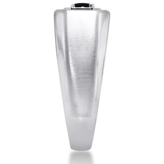 Oval Black Onyx Men's Ring Crafted In Solid 14K White Gold
