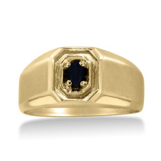 Oval Black Onyx Men's Ring Crafted In Solid 14K Yellow Gold
