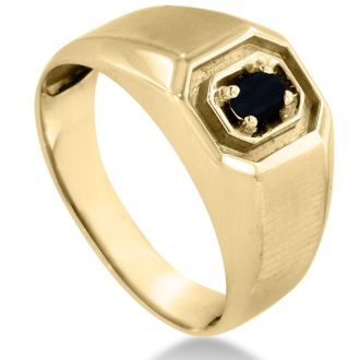 Oval Black Onyx Men's Ring Crafted In Solid 14K Yellow Gold
