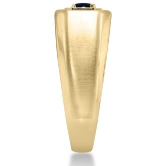 Oval Black Onyx Men's Ring Crafted In Solid 14K Yellow Gold
