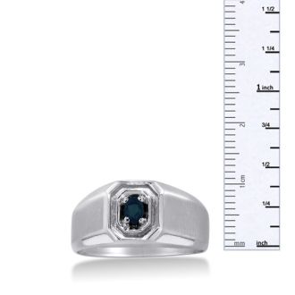 1/4ct Oval Created Sapphire Men's Ring Crafted In Solid 14K White Gold

