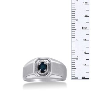 1/4ct Oval Created Sapphire Men's Ring Crafted In Solid 14K White Gold
