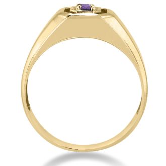 1/4ct Oval Amethyst Men's Ring Crafted In Solid Yellow Gold