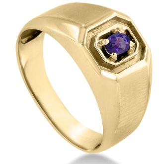 1/4ct Oval Amethyst Men's Ring Crafted In Solid 14K Yellow Gold