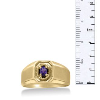 1/4ct Oval Amethyst Men's Ring Crafted In Solid 14K Yellow Gold