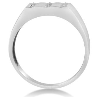 Men's Diamond Ring Crafted In Solid 14K White Gold