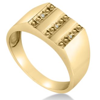 Men's Diamond Ring Crafted In Solid 14K Yellow Gold