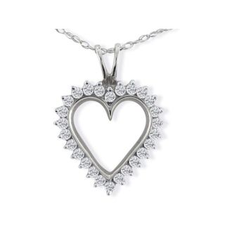 Diamond Heart Pendants: CLOSEOUT PRICE. 1ct Perfect Diamond Heart Pendant, 10k White Gold, 1 Star Diamonds