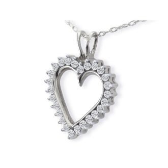 Diamond Heart Pendants: CLOSEOUT PRICE. 1ct Perfect Diamond Heart Pendant, 10k White Gold, 1 Star Diamonds