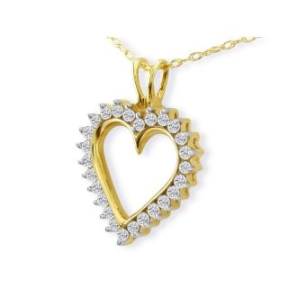 Diamond Heart Pendants: CLOSEOUT PRICE. 1ct Perfect Diamond Heart Pendant, 10k Yellow Gold,1 Star Diamonds