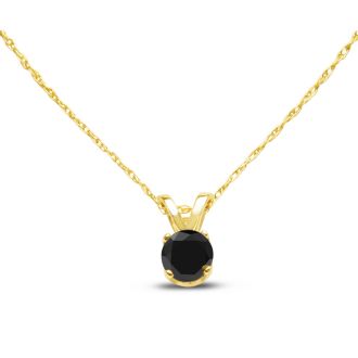 1/4ct Black Diamond Solitaire Pendant In 14k Yellow Gold