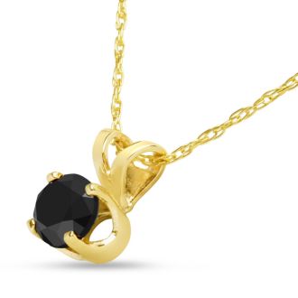 1/3ct Black Diamond Solitaire Pendant in 14k Yellow Gold
