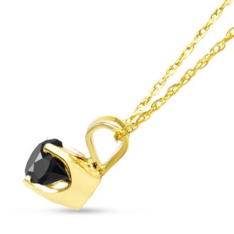1/3ct Black Diamond Solitaire Pendant in 14k Yellow Gold