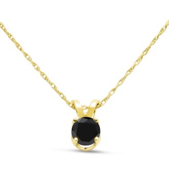 1/3ct Black Diamond Solitaire Pendant in 14k Yellow Gold