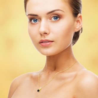 1/3ct Black Diamond Solitaire Pendant in 14k Yellow Gold