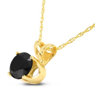 1/2ct Black Diamond Solitaire Pendant in 14k Yellow Gold
