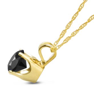 1/2ct Black Diamond Solitaire Pendant in 14k Yellow Gold