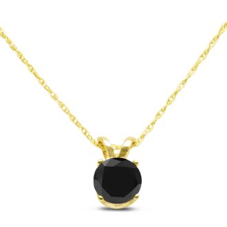 1/2ct Black Diamond Solitaire Pendant in 14k Yellow Gold