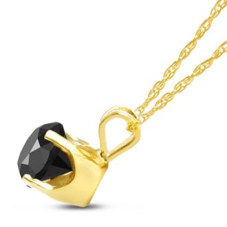 3/4ct Black Diamond Solitaire Pendant in 14k Yellow Gold