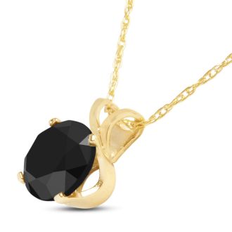 1ct Black Diamond Solitaire Pendant in Yellow Gold