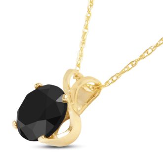 1ct Black Diamond Solitaire Pendant in 14k Yellow Gold