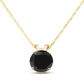 1ct Black Diamond Solitaire Pendant in Yellow Gold