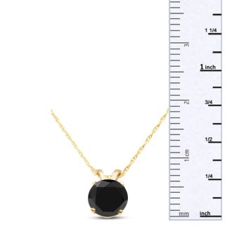 1ct Black Diamond Solitaire Pendant in 14k Yellow Gold