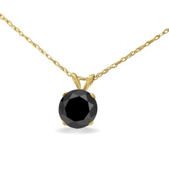 1 1/2ct Black Diamond Solitaire Pendant in Yellow Gold