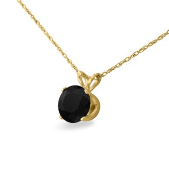 1 1/2ct Black Diamond Solitaire Pendant in 14k Yellow Gold