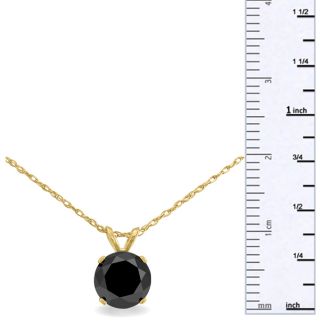 1 1/2ct Black Diamond Solitaire Pendant in Yellow Gold