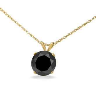 2ct Black Diamond Solitaire Pendant in 14k Yellow Gold