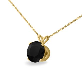 2ct Black Diamond Solitaire Pendant in 14k Yellow Gold