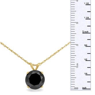 2ct Black Diamond Solitaire Pendant in 14k Yellow Gold
