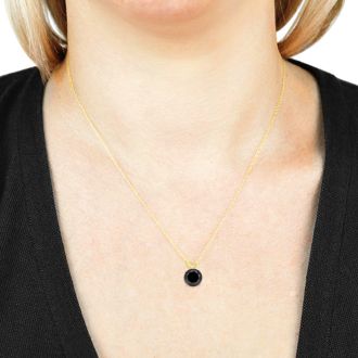 2ct Black Diamond Solitaire Pendant in 14k Yellow Gold