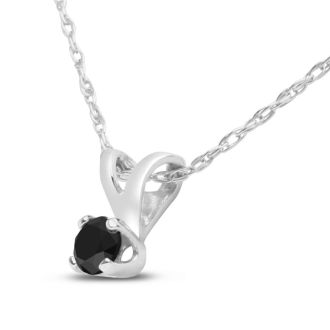 1/10ct Black Diamond Solitaire Pendant in Sterling Silver