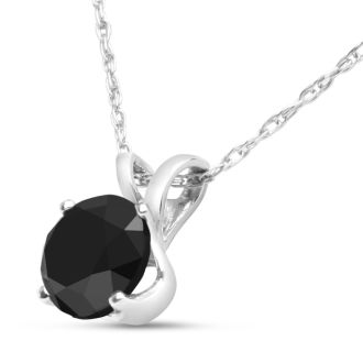 1/2ct Black Diamond Solitaire Pendant in Sterling Silver