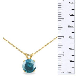 1 1/2ct Blue Diamond Solitaire Pendant, 14k Yellow Gold