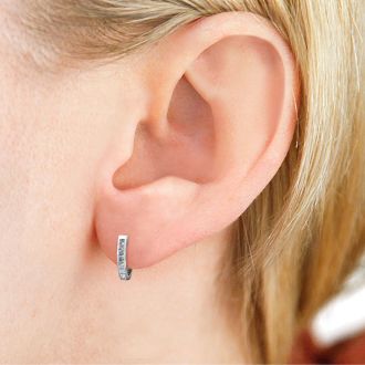 Huggy Style 1 1/4ct Diamond Hoop Earrings Crafted In Solid 14 Karat White Gold