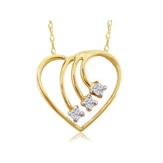 Fine Diamond Spray Heart Pendant, 14k Yellow Gold