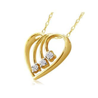 Fine Diamond Spray Heart Pendant, 14k Yellow Gold
