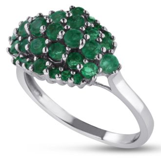 1.30ct Emerald Cluster Ring Crafted In Solid Sterling Silver