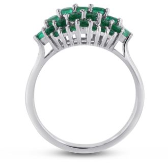 1.30ct Emerald Cluster Ring Crafted In Solid Sterling Silver