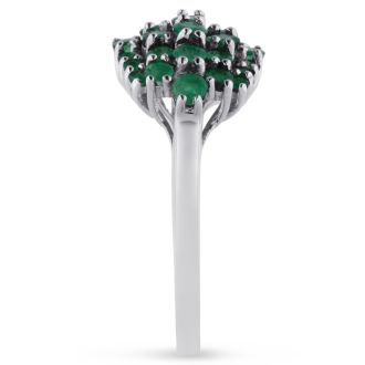 1.30ct Emerald Cluster Ring Crafted In Solid Sterling Silver
