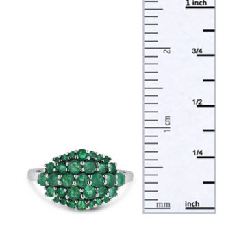 1.30ct Emerald Cluster Ring Crafted In Solid Sterling Silver