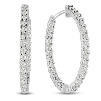 2ct Endless Diamond Hoop Earrings Crafted In Solid 14 Karat White Gold