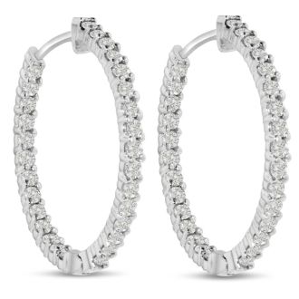2ct Endless Diamond Hoop Earrings Crafted In Solid 14 Karat White Gold